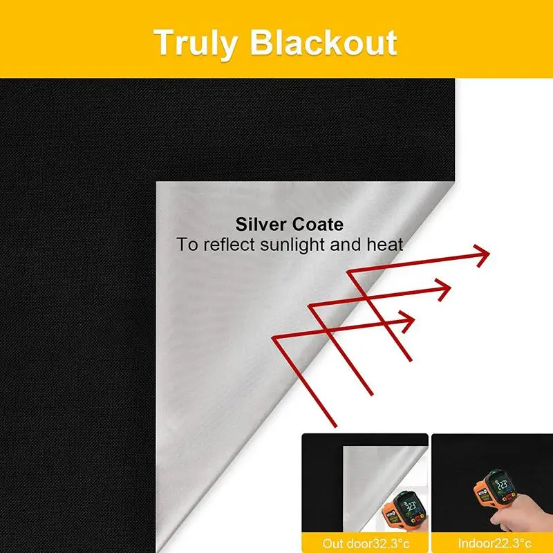 300x145cm Blackout Blinds Curtain Foldable Curtain Portable Shade Window Cover Temporary Sun Protection Anti-UV Home