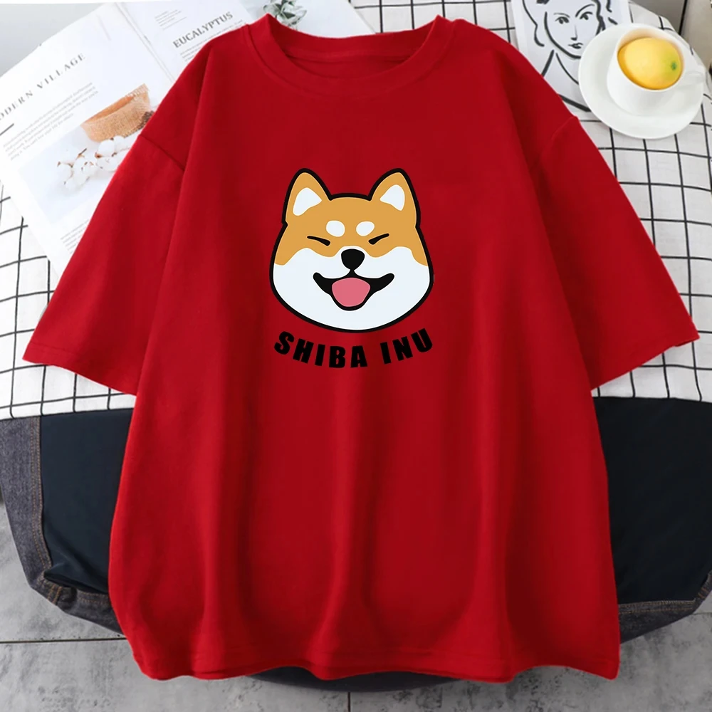 

Cute Shiba Inu Letter Printed Female T Shirt Summer Oversized Tshirt Animal Fit Short Sleeve Cartoon Breathable Womens T-Shirts