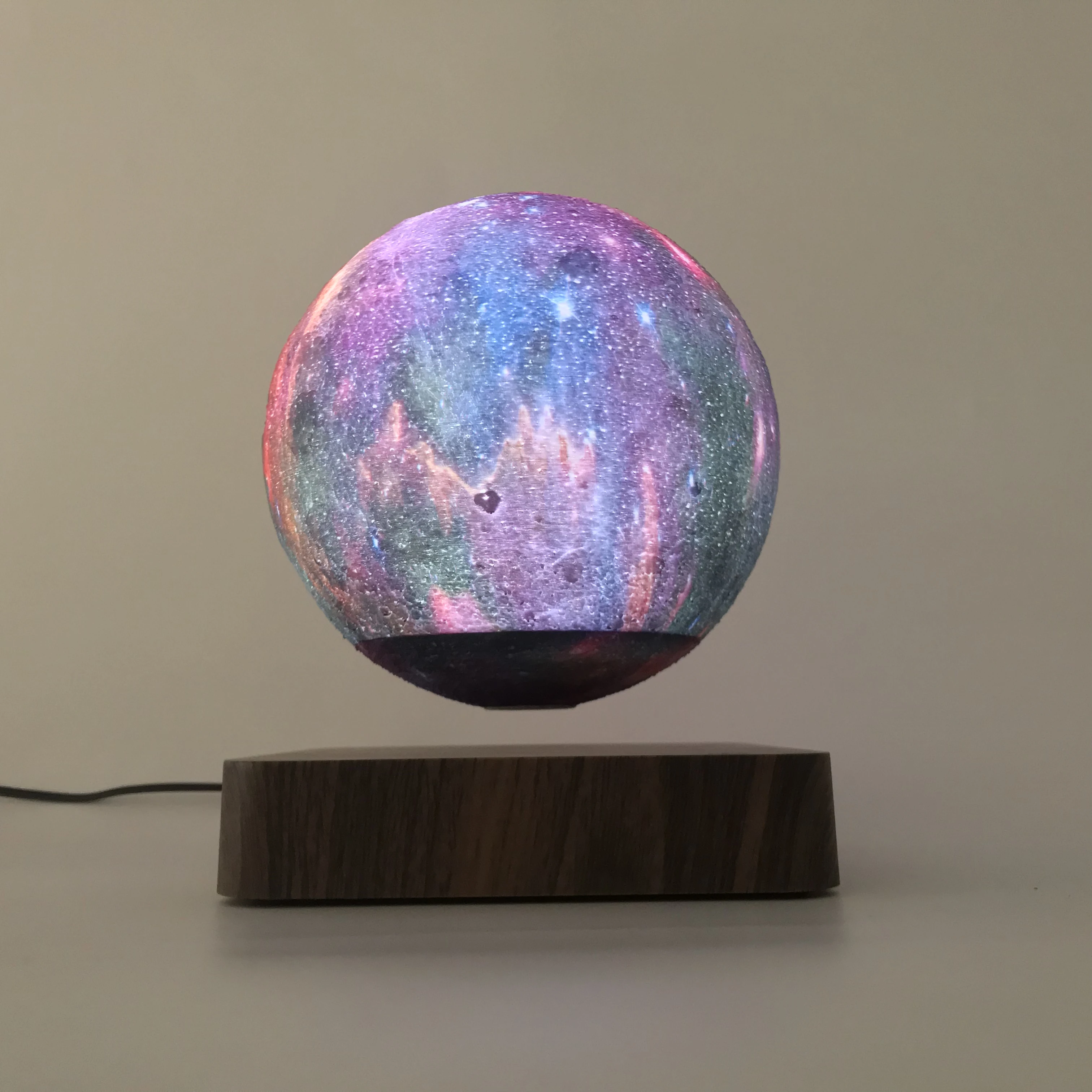 Levitating Moon Magnetic Floating Night Light Automatic Rotation 3D Galaxy Star Lamp Three-color Touch For Gift Office Bedroom