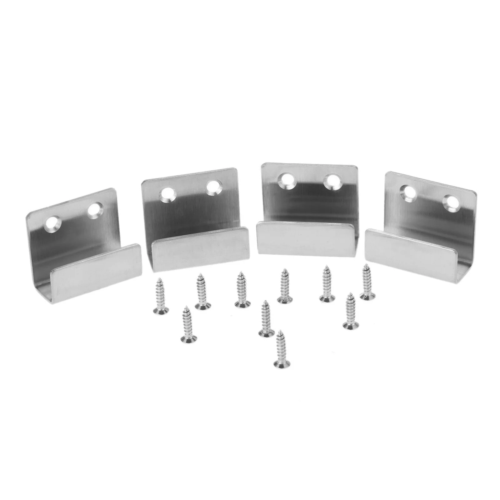 4Pcs Stainless Steel Tile Hanging Board Hooks with Screws Groove Corner Bracket Wall Storage Rack Space Organizer Display Holder