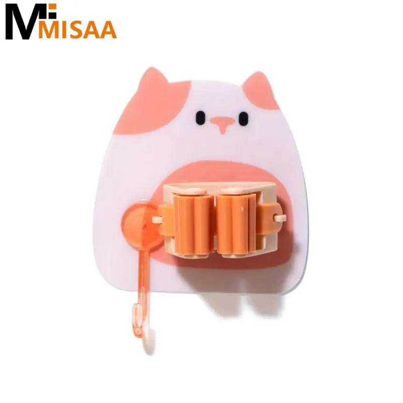 Mop Clip Traceless Punch-free Bubble Bear strumenti per la pulizia Organizer Cartoon Hanging accessori per il bagno scopa rack durevole