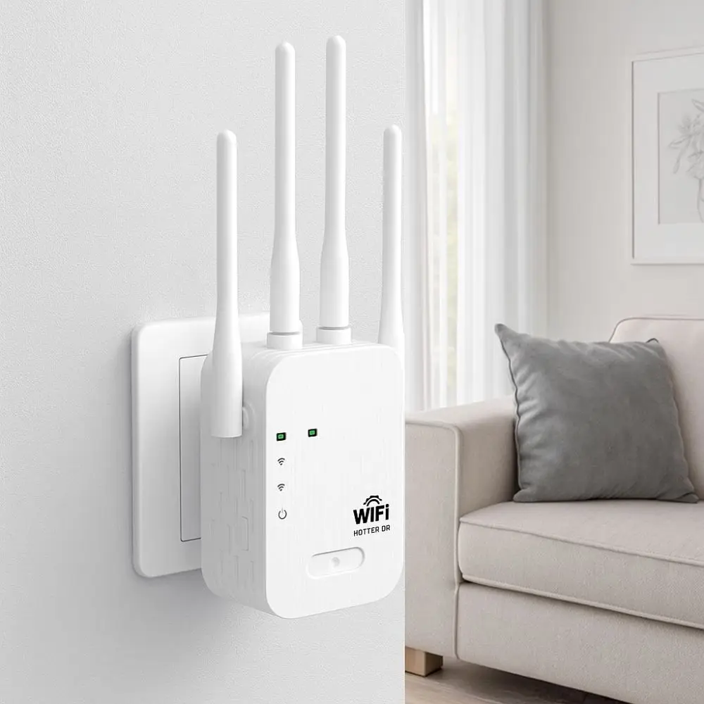 Anti-interference 4 Antennas WiFi Repeater High Speed Stable WiFi Extender Heat Dissipation Dual Band WiFi Booster Office