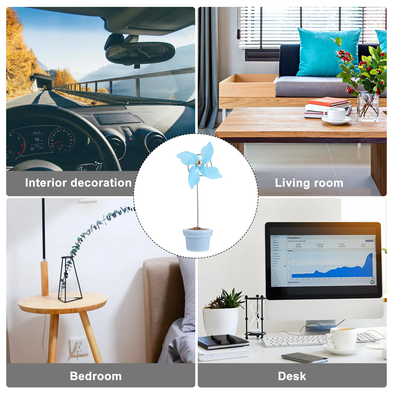 

1pc Windmill Photo Clip Flowerpot Desktop Decor Bonsai Design Photo Holder For Office Bedroom Study Tabletop Ornament Plastic