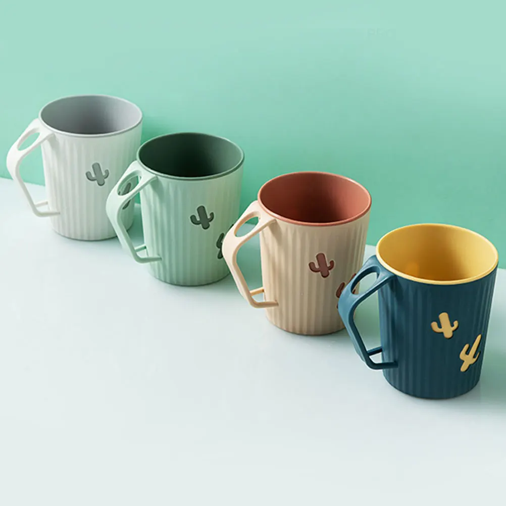 

4pcs Reusable Plastic Toothbrush Cups Lightweight Travel Camping Bathroom Accessories Household Wash Mugs Adorable