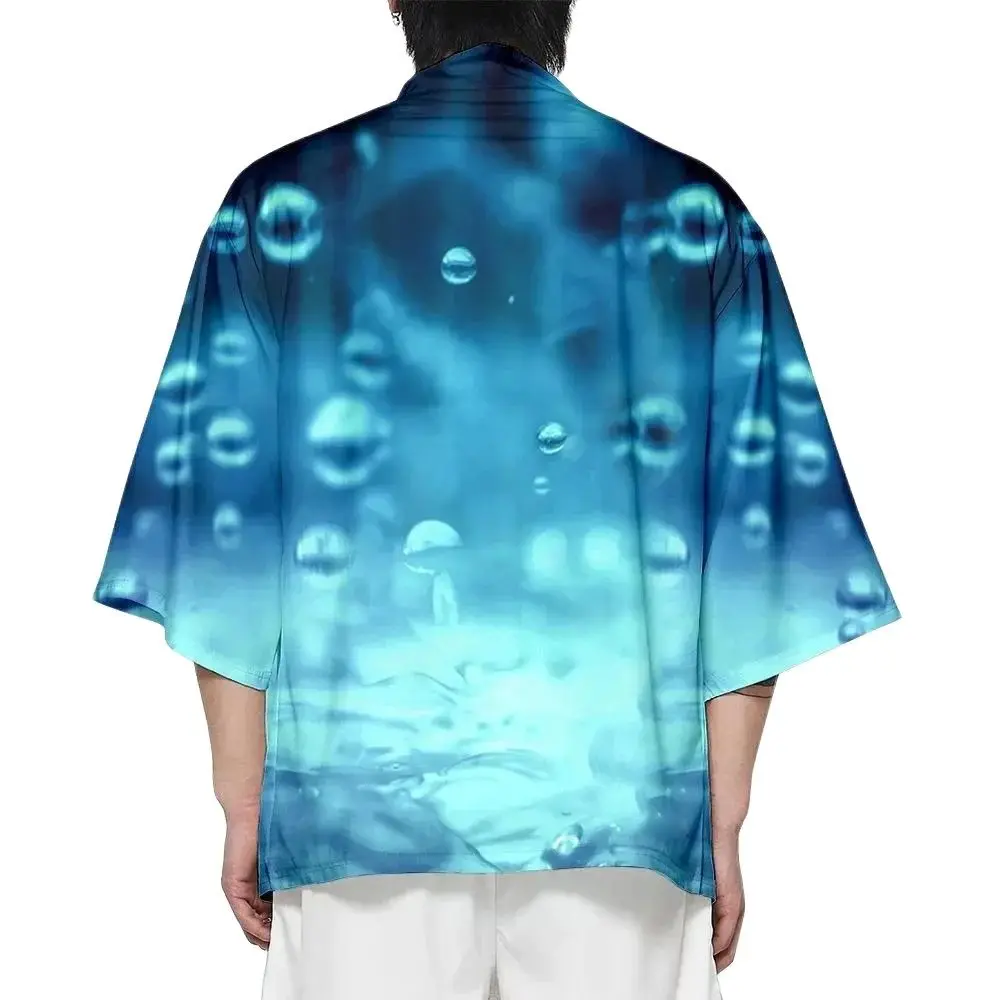 

Summer Raindrop Print Kimono Funny Hawaiian Shirt Beach Tops Bathrobe Fashion Loose Kimono Yukata Japanese Clothes Unisex Haori