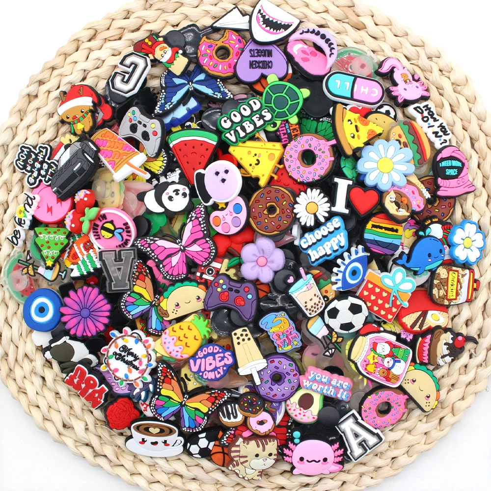 20-200PCS Random Wholesale Cartoon Animal Shoes Charms Decrations For clogs Accessories Buckle Kids girls X-mas Gifts