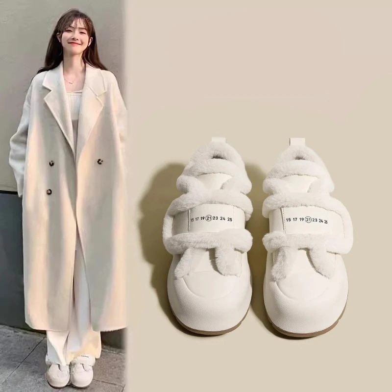 

Uamtor, женские зимние ботинки Fce на подкладке Bread oe, новинка 2025, корейские ботильоны Sle, искусственный длинный мех, внутренний материал