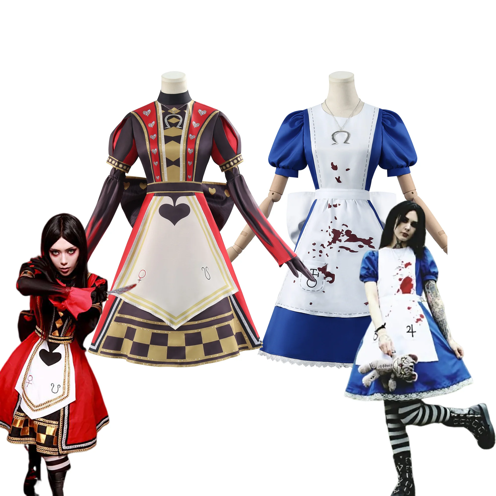 

Alice: Madness Returns Cosplay Dress - Gothic Black Red Lolita Skirt, "Alice" Costume with Apron, Halloween Carnival Party