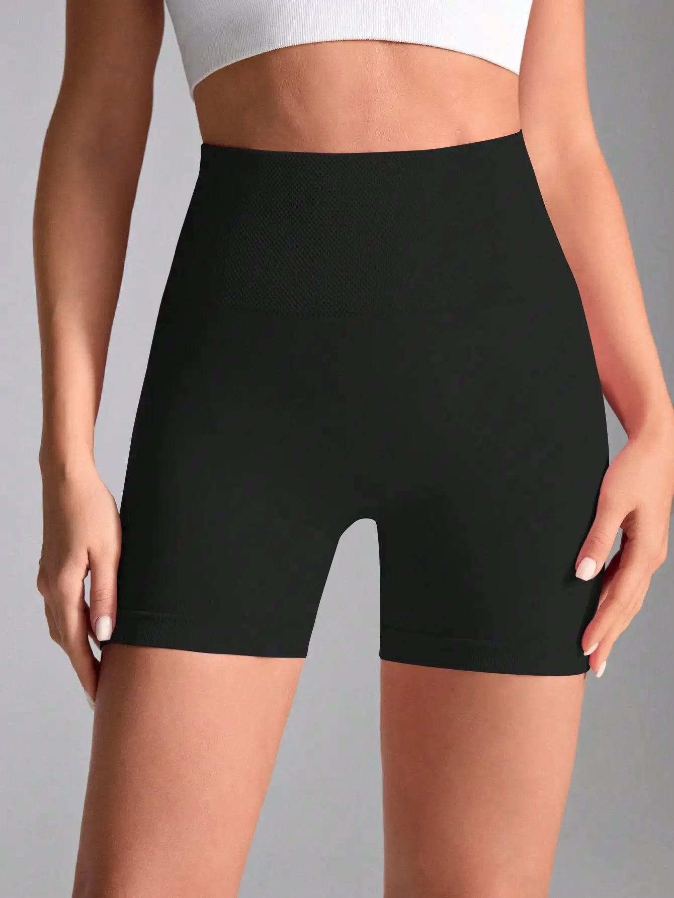 سراويل لياقة بدنية عالية الخصر بدون خياطة مع تصميم مؤخرة خوخية، سراويل يوجا للتحكم في البطن للنساء، خفيفة الوزن بثلاثة كيو #3