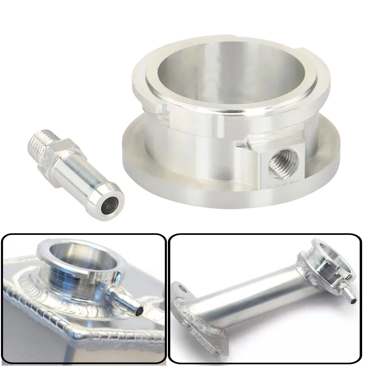 

Silver 32mm 1.25'' ID Billet Aluminium Weld-On Radiator Hose Connector Filler Neck Flange Adapter