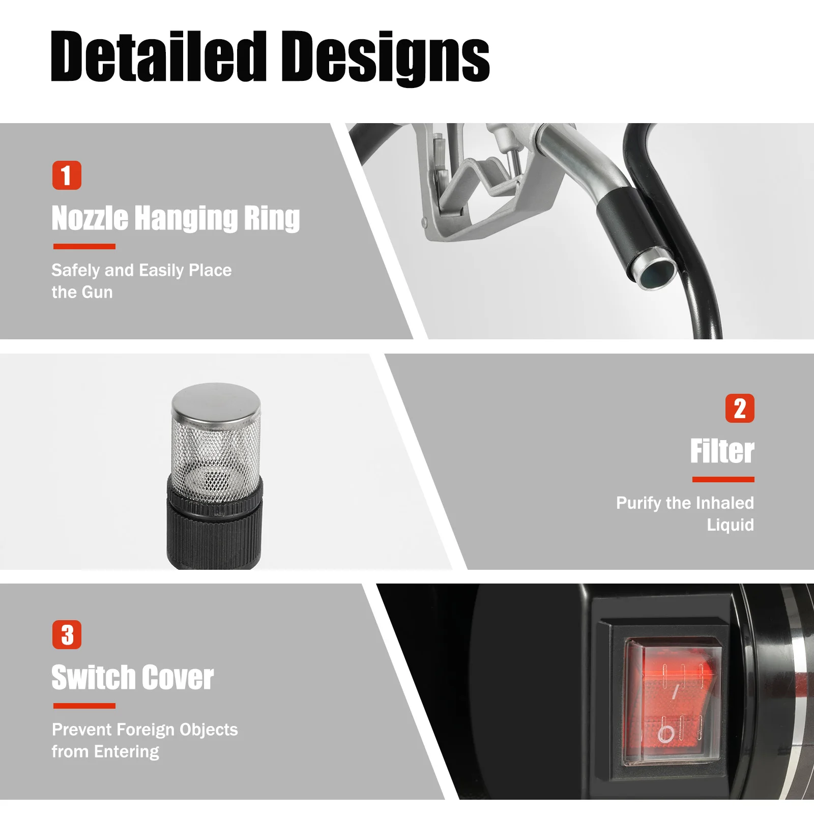 550W Electric Meter Pump Oil Transfer Pump Electric Self-Priming Fuel Oil Auto Refueling Automatic Diesel Transfer Pump Black