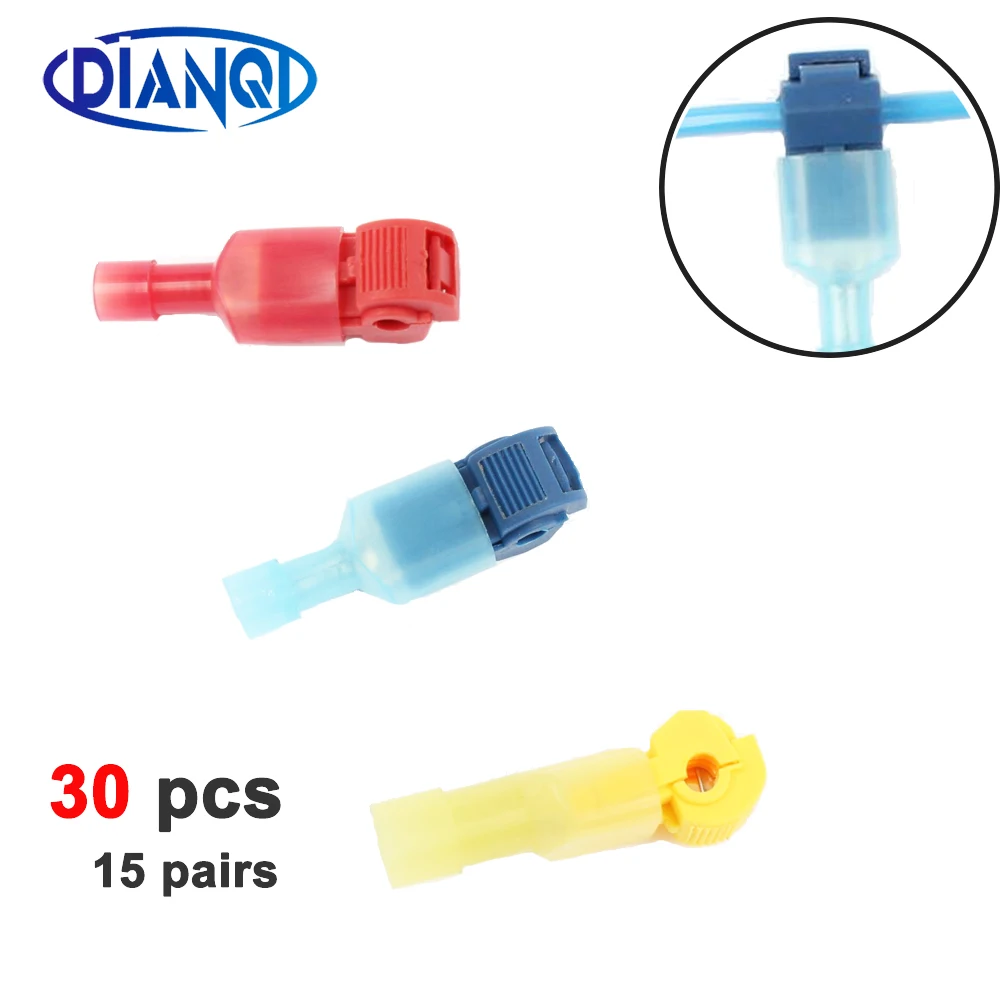 30PCS(15PAIRS) Wire Cable Connectors Terminals Crimp Quick Splice Electrical Car Audio 22-10AWG 0.5mm-6mm