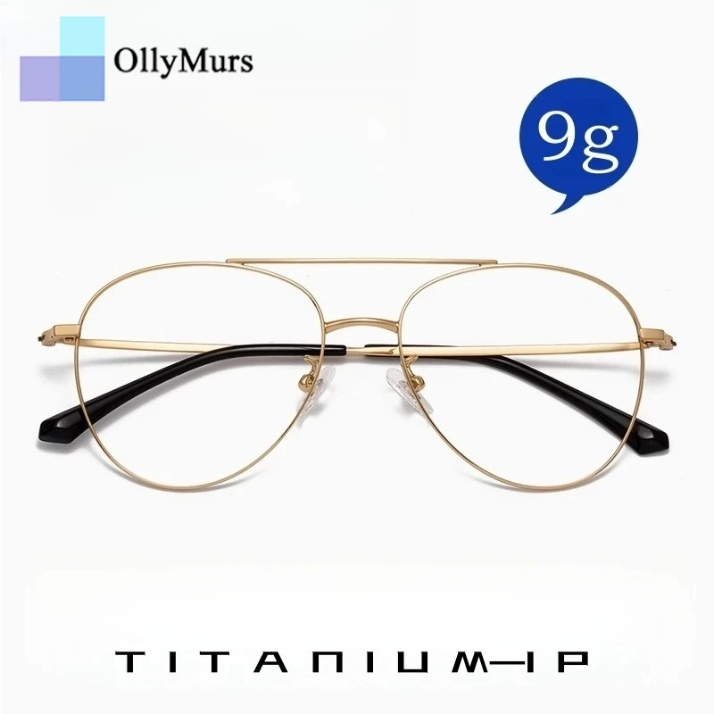 

OLLYMURS New Fashion Ultralight Pilot Men's Glasses Flexible Titanium Alloy Optical Prescription Eyeglasses Frame Women 95121