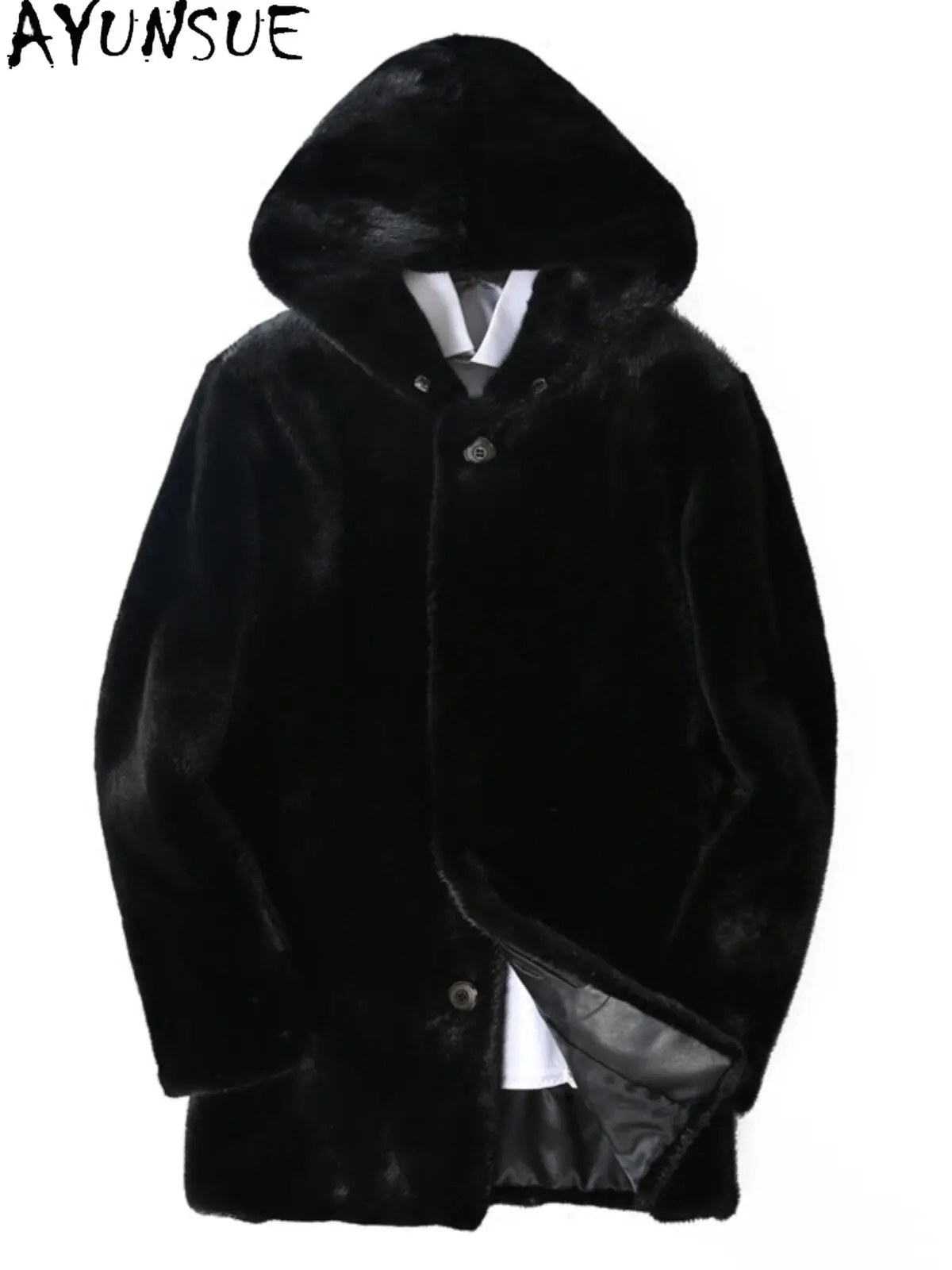 AYUSNUE 100% Mink Coat Men Luxury Clothes 2026 Warm Winter Jacket Mid-long Whole Mink Real Fur Coats Man XS-12XL Мех Натуральный