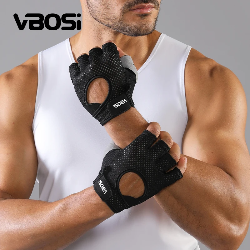 VBOSI Half-Finger Fitness Sports Gloves – Breathable, Non-Slip, Padded Palm for Weightlifting, Cycling & Driving for Women Men