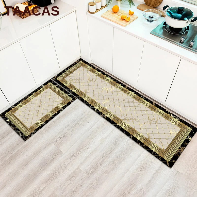 Runner Corridor Carpet Geometry Border Design Long Kitchen Floor Mat Black And Gold Rugs Luxury Entrance Hallway Bedside Carpet