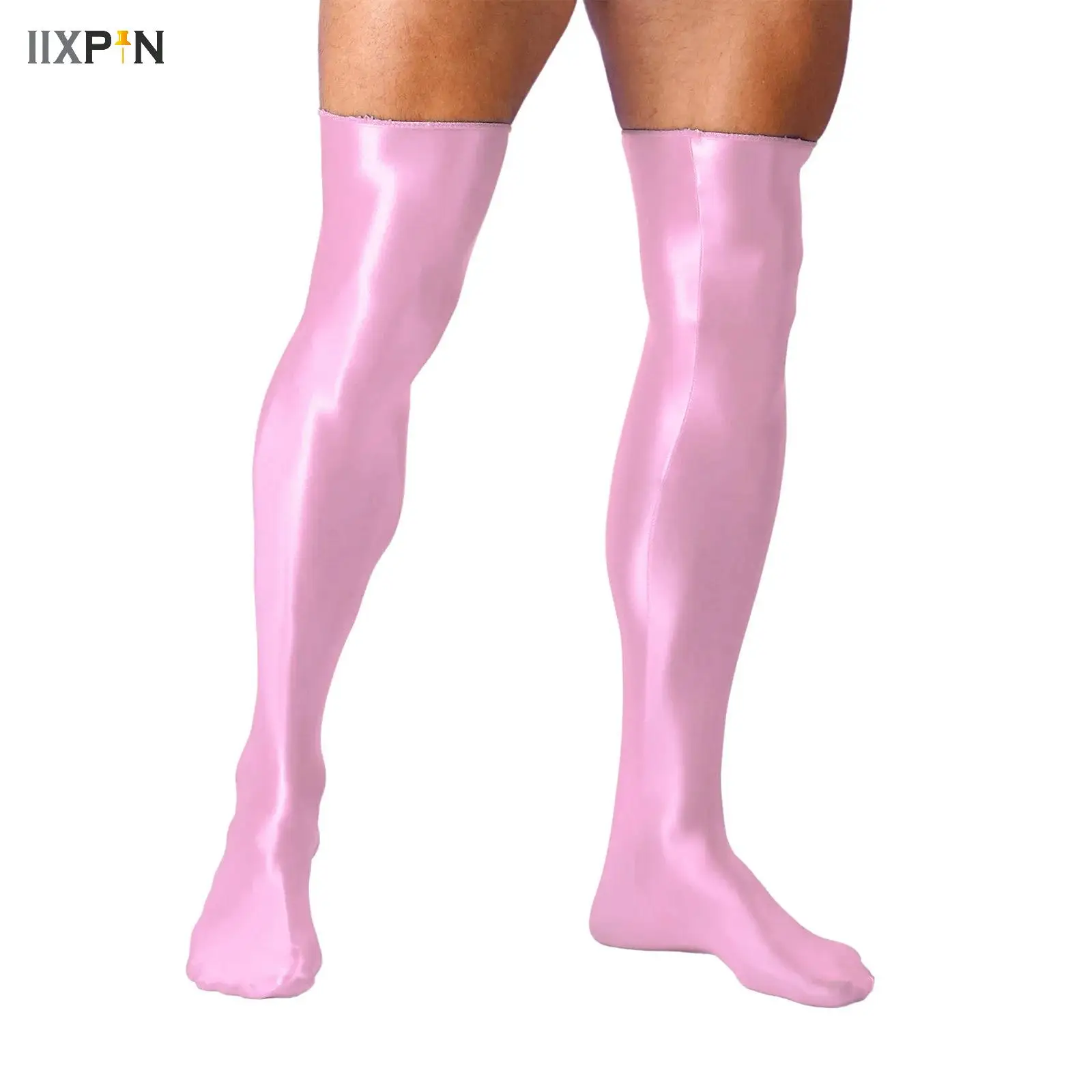 1 çift erkek kadın uyluk yüksek yağ parlak çorap pürüzsüz saten uzun çorap çorap gece kulübü parti iç çamaşırı seksi Sissy iç çamaşırı