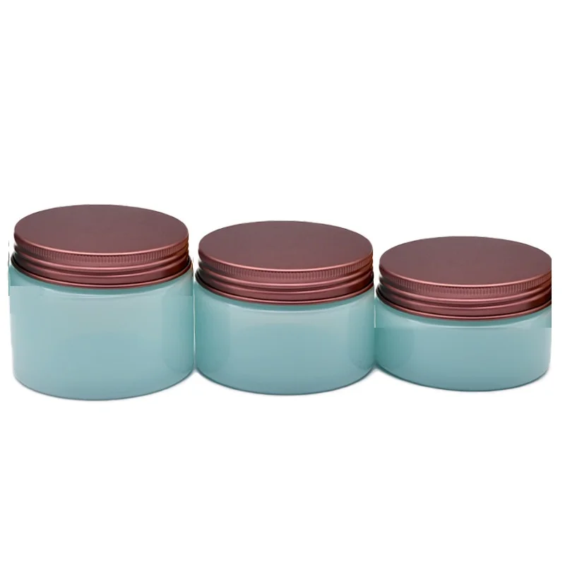 22Pcs Wide Mouth Bottle 100ml 120ml 150ml 200ml 250ml Empty Skincare Cream Pots Bronze Aluminum Lid Plastic Cosmetic Containers