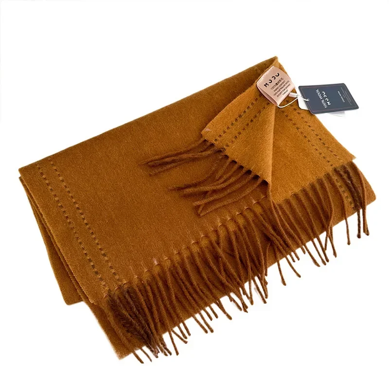 High Quality Soft Warm Thick Scarf Women Men 100% Wool Double-sided Tassel Muffler Male Female Thermal Classic Shawl Ladies