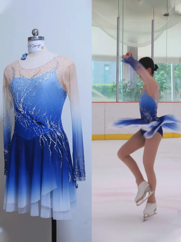 

Ice Dance Qingying Figure Skating Performance Skirt Grade Examination Coasten Competition Skirt Customization