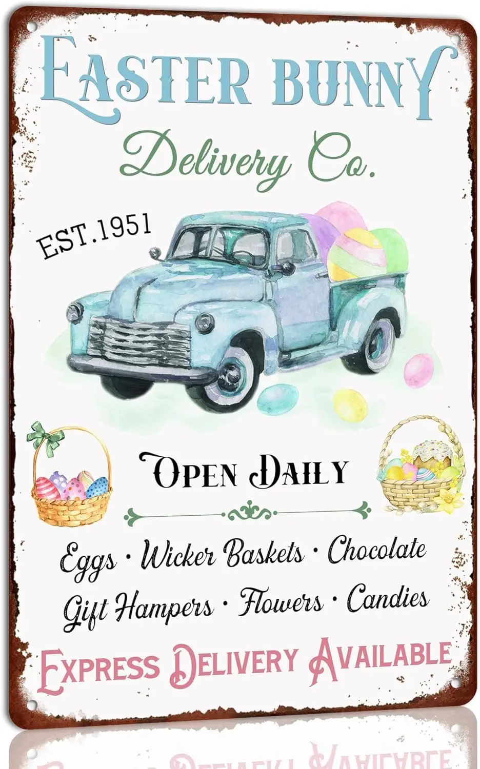 Easter Bunny Delivery Co Metal Tin Sign Retro for Cafes Home Farmhouse Wall Decoration Accessories Vint