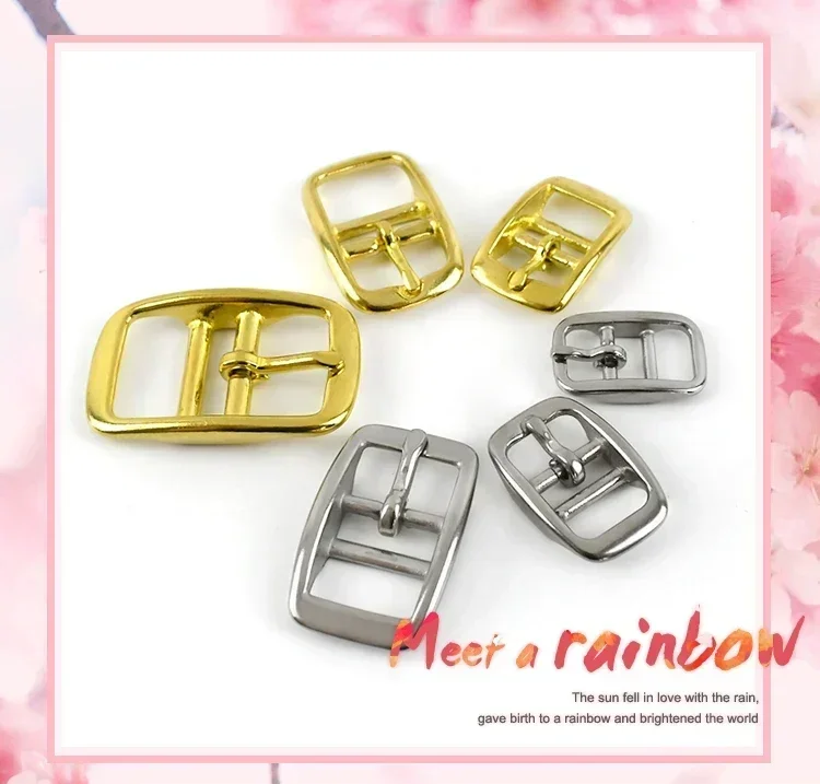 2/5Pcs Solid Brass Belt Buckle 304 Stainless Steel Bag Pin Buckles Adjuster Waistband Slider Clasp DIY Leather Craft Accessories