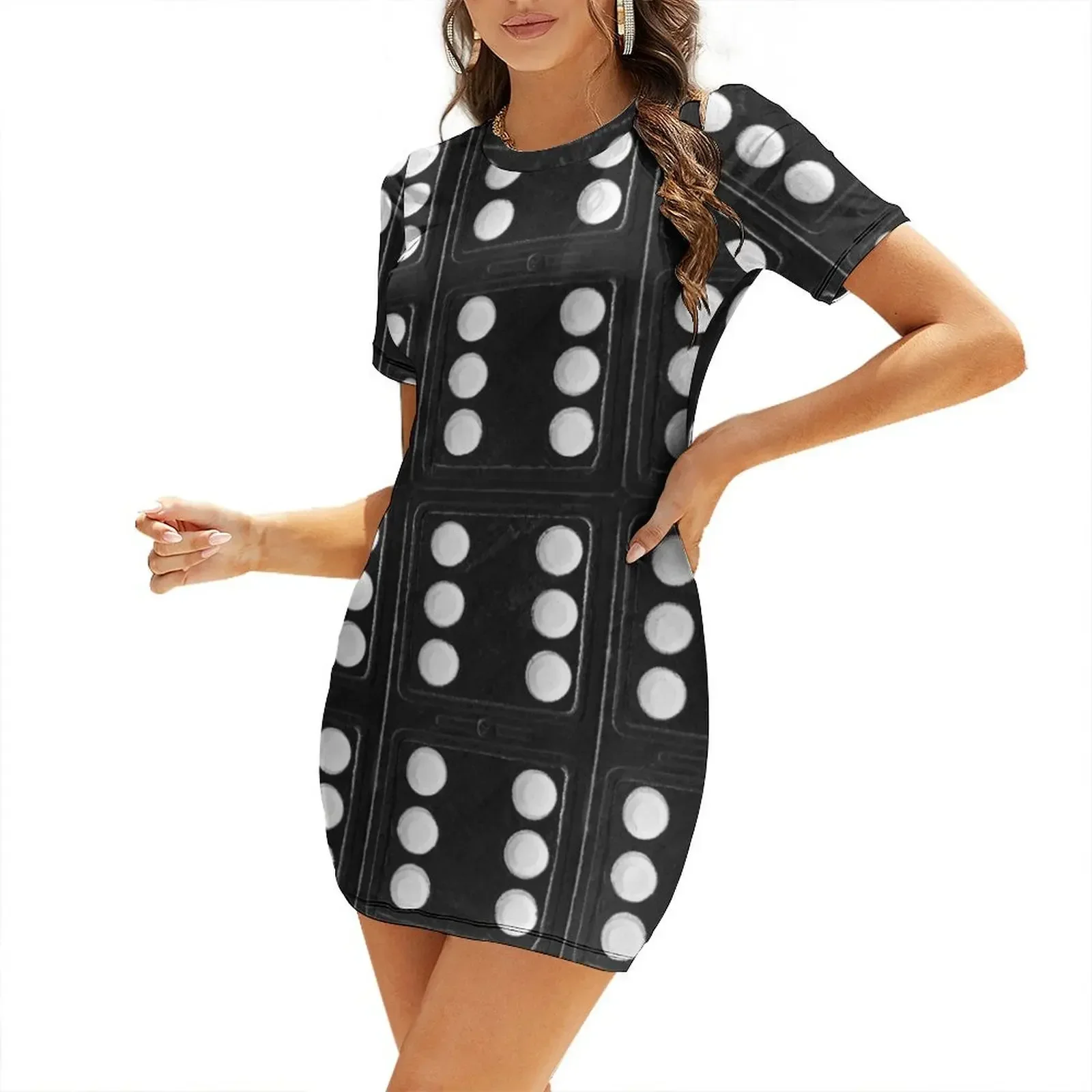 

Domino Double Six Short-Sleeved Dress Women's evening dress elegant guest wedding dress summer 2026 women