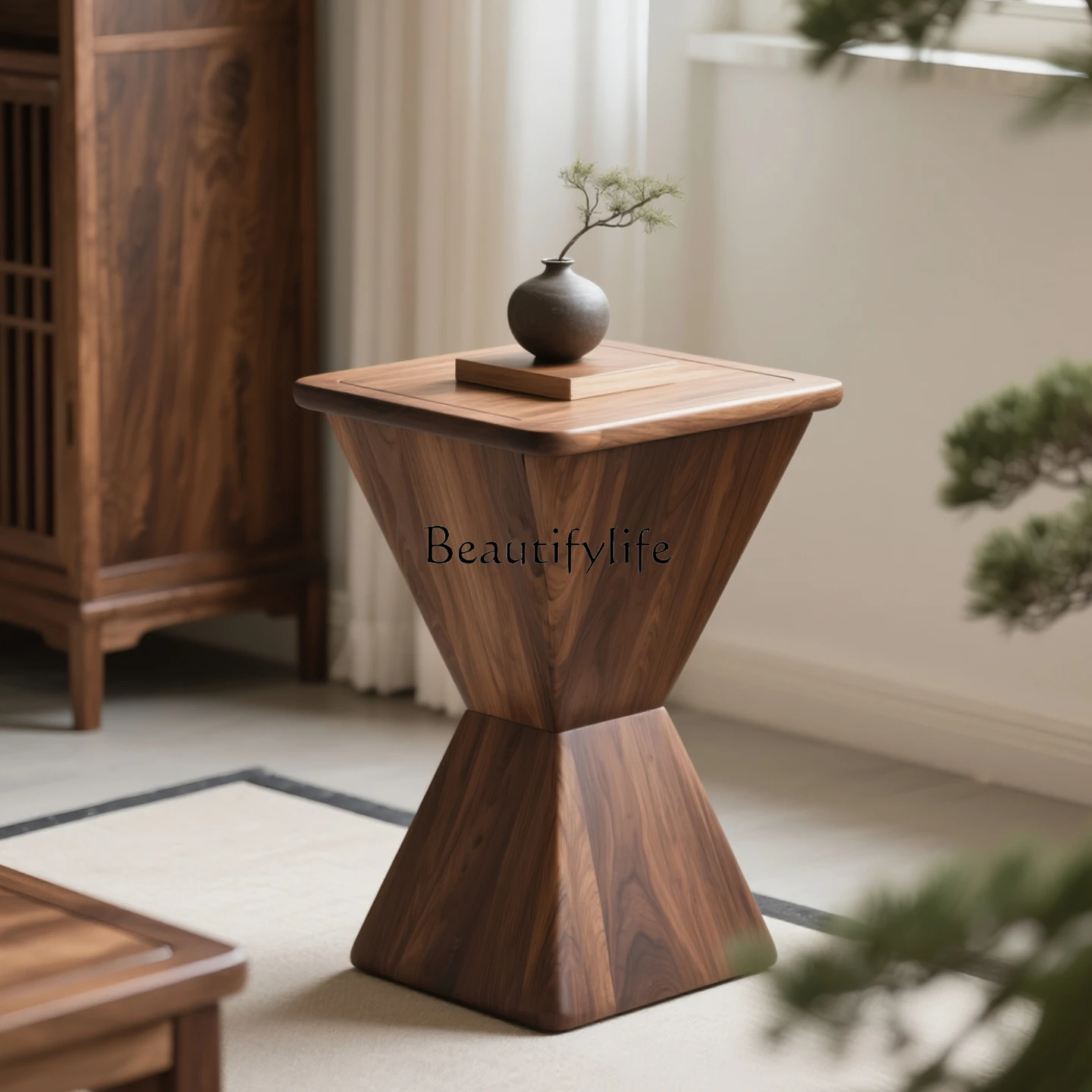 

North American black walnut solid wood edge few new Chinese log sofa corner few