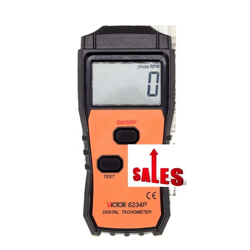 

VICTOR 6234P 40mA Photoelectric Type Digital Tachometer Non-contact Range 2.5~99999RPM 5 Bits Display Meter