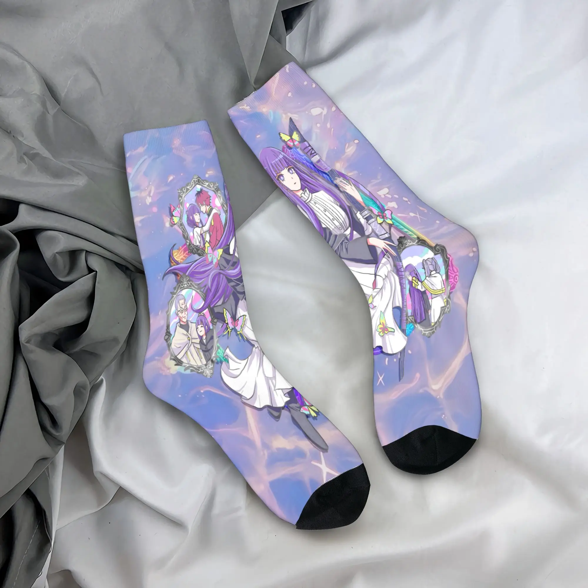 

Men Socks Anime Frieren Beyond Journey's End Stockings Winter Funny Comfortable Socks Design Outdoor Sports Non-Slip Socks