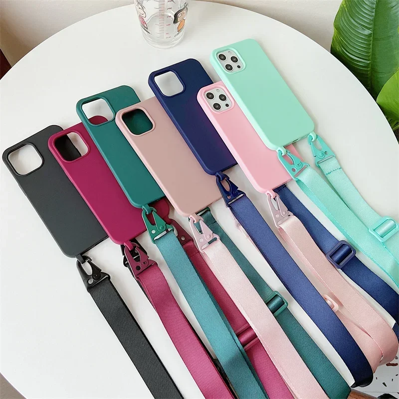 Crossbody Necklace Strap Lanyard Case for Samsung Galaxy S25 S24 S23 S22 S21 S20 FE Plus Note 20 Ultra Silicone Soft Back Cover