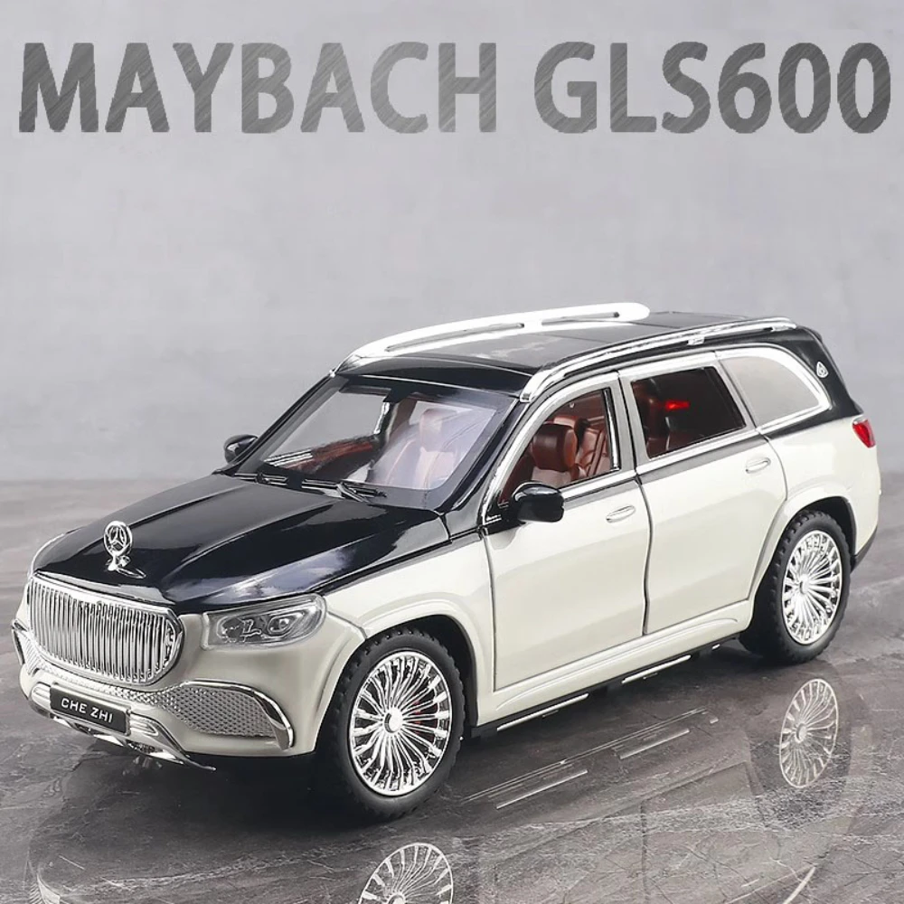 

1:24 Maybach GLS600 Игрушечная модель автомобиля из сплава, литой под давлением звук, свет, имитация весов, двери, открытые модели автомобилей, игрушки для детей, сувениры