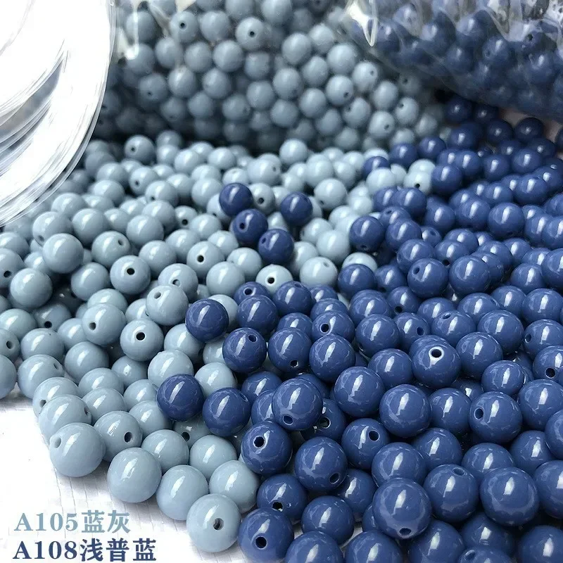 8mm/10mm acrylic solid color round bead gray blue Pulan net red same type hook bag beading material 500g