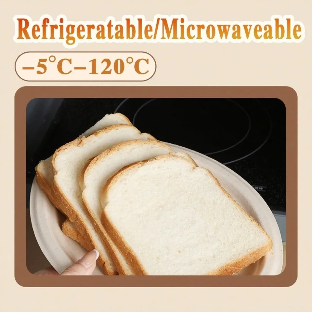 50pcs Disposable Round Paper Plates Anti-Seepage Oil Resistant Disposable Dinner Dish Microwavable Biodegradable Food Snack Tray