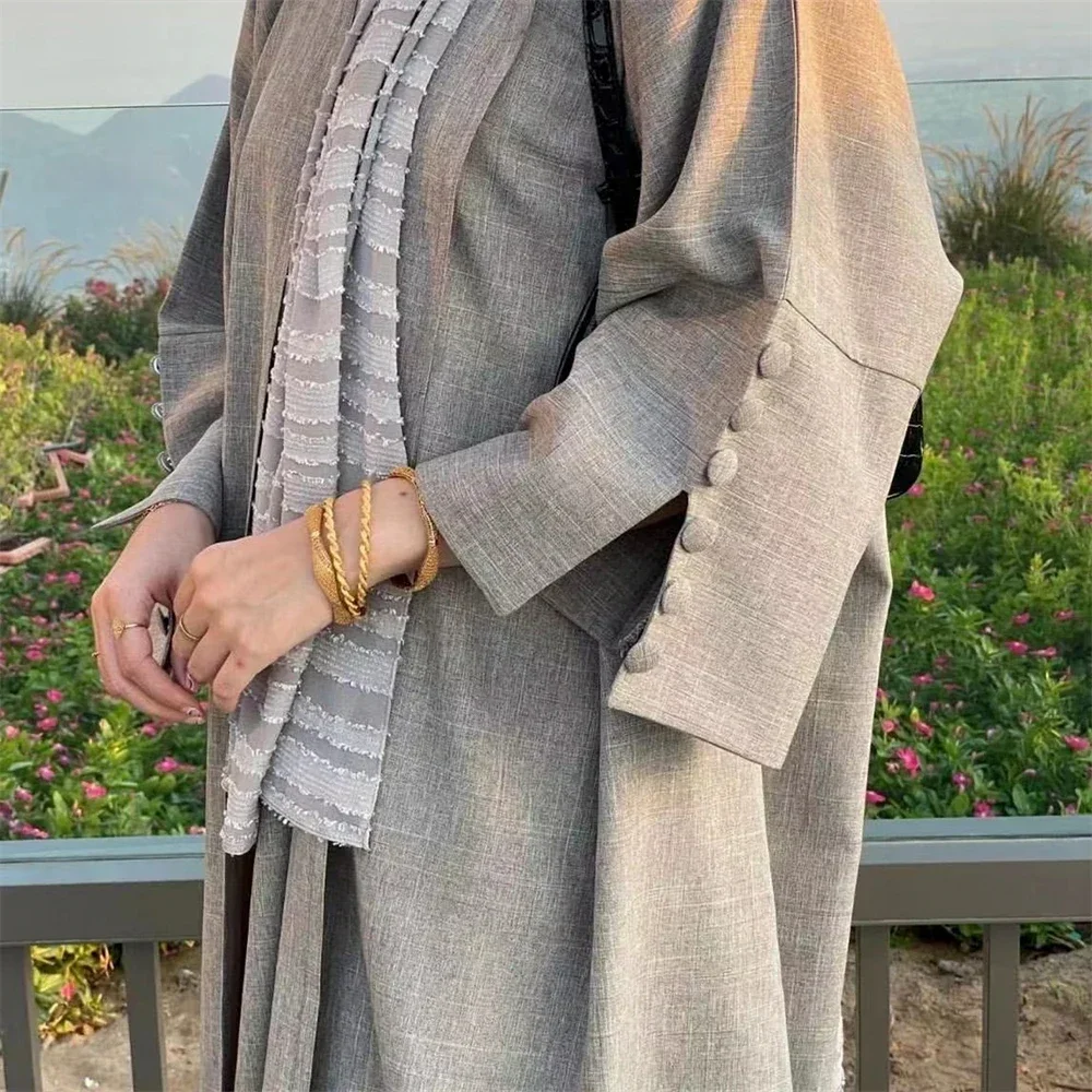 

Ramadan Muslim Women Kimono Cardigan Plain Modest Open Front Abaya Dubai Turkey Kaftan Islamic Clothing Long Coat Dress Eid Robe