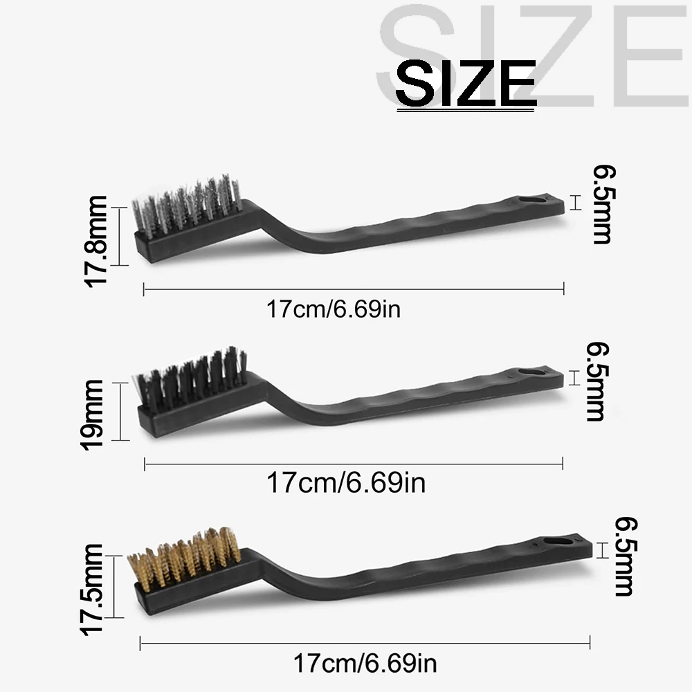 15pcs 17cm Hand Brush Steel Copper Nylon Wire Brush Set For Metal Rust Scrub Removal Cleanings Maintenance Manual Tool