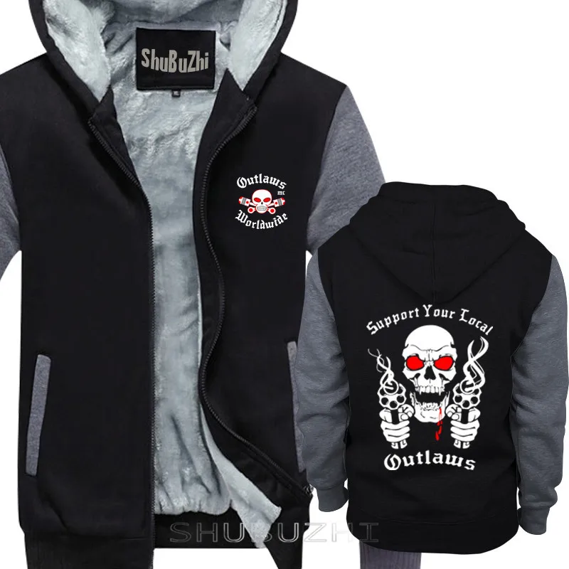 Outlaws Support Your Local Outlaws Motor Club Worldwide Black thick jacket cotton Funny Cotton Tops hoodies sbz5488