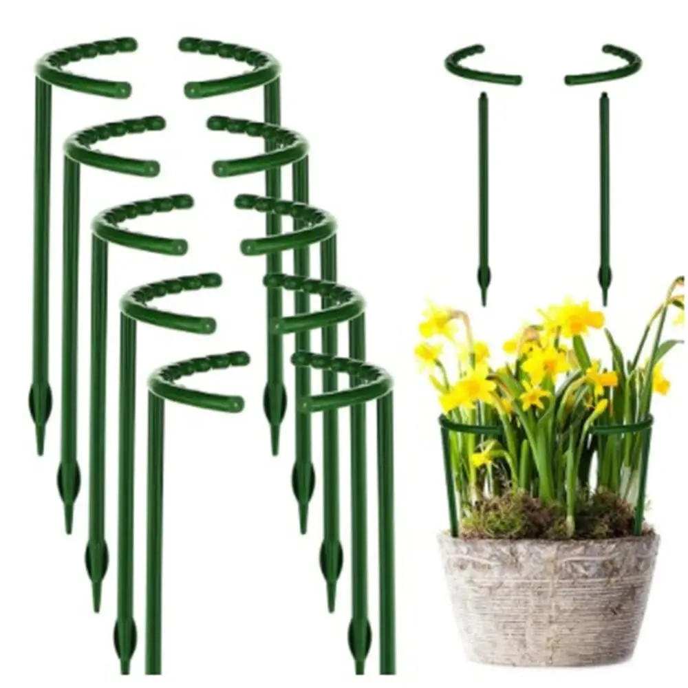 

6pcs Plant Support Ring Metal Half Round Plant Stakes For Flowers Vegetables Indoor Leaf Plants Cages Garden Supplies