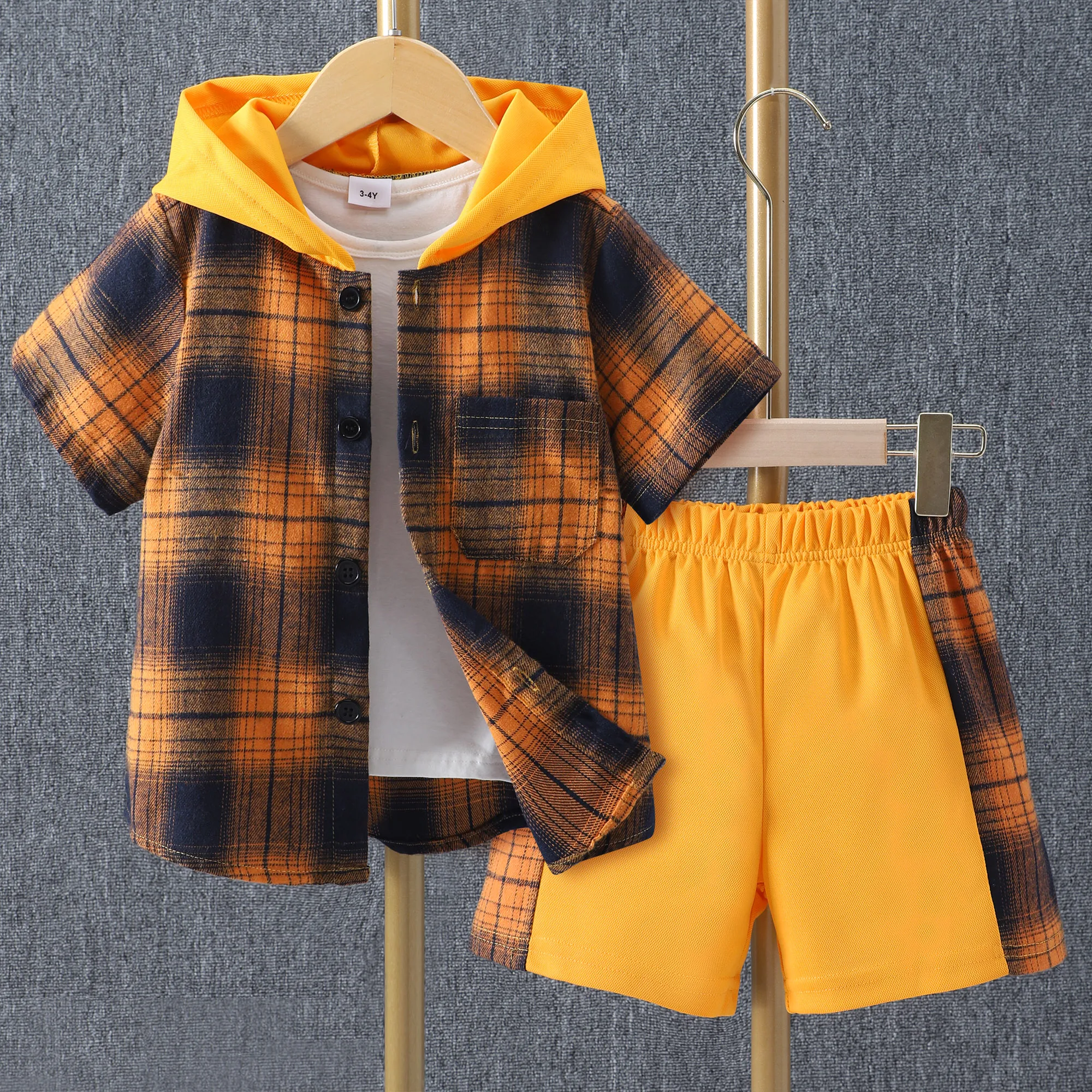 Children Clothing Sets Kids Boys Clothes Short Sleeve Hooded Shirt+short Kid 2Pcs Suit Cotton Summer Baby Boy Outfit