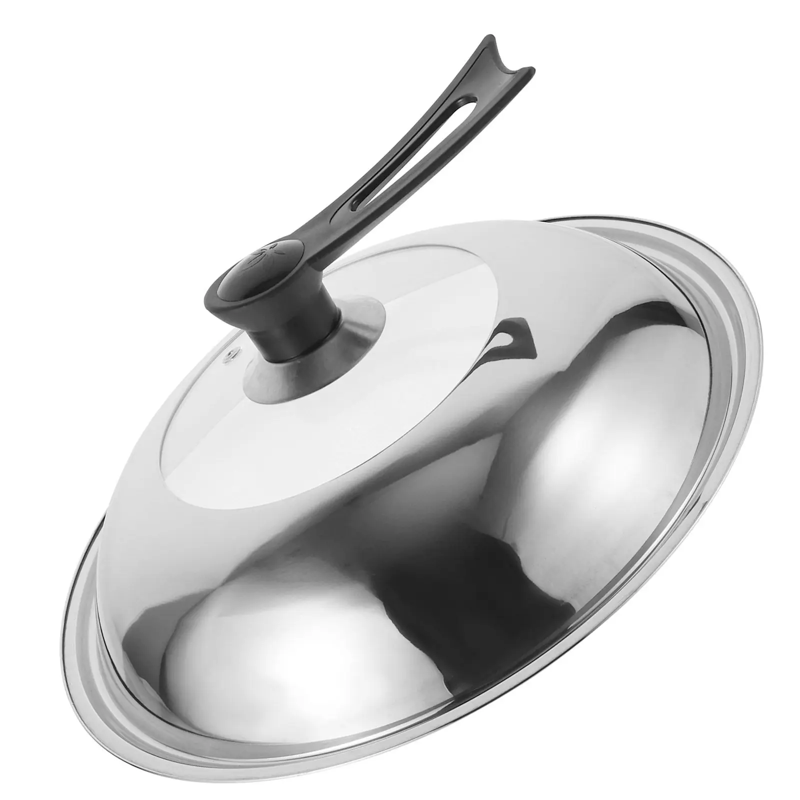 Stainless Steel Pot Lid with Tempered Glass Center Ergonomic Heat-Resistant Handle Universal Fit for Saucepan Wok Stockpot