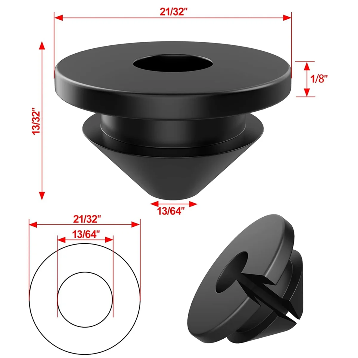 ABNJ 300Pcs Cable Railing Rubber Grommets for 1/8in 5/32in 3/16in Cables for Cable Railing Posts, 1/8in Cable Railing Grommet
