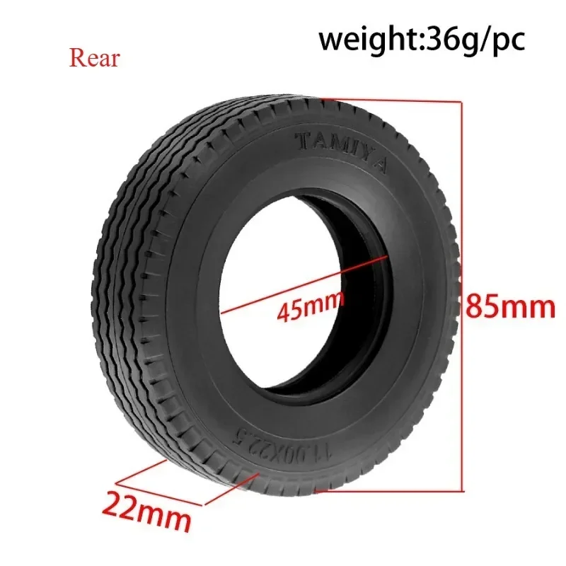 1/14 RC Rubber Tires High Grip Aluminum Alloy Wheels Rims Unpowered Hubs for Tamiya Truck Trailer,1/14 Scale Remote Control C
