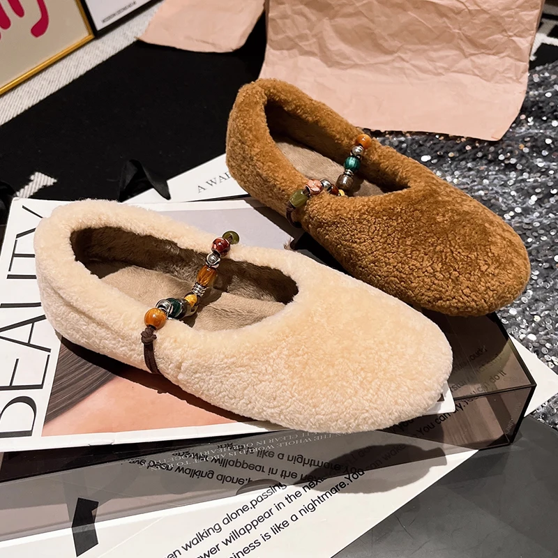 

Fur Flats Women's Cotton Boots Cozy Fashion New Shoes Short Plush Woman Winter Boots 2025 Cozy Dress New Warm Mujer Snow Botas