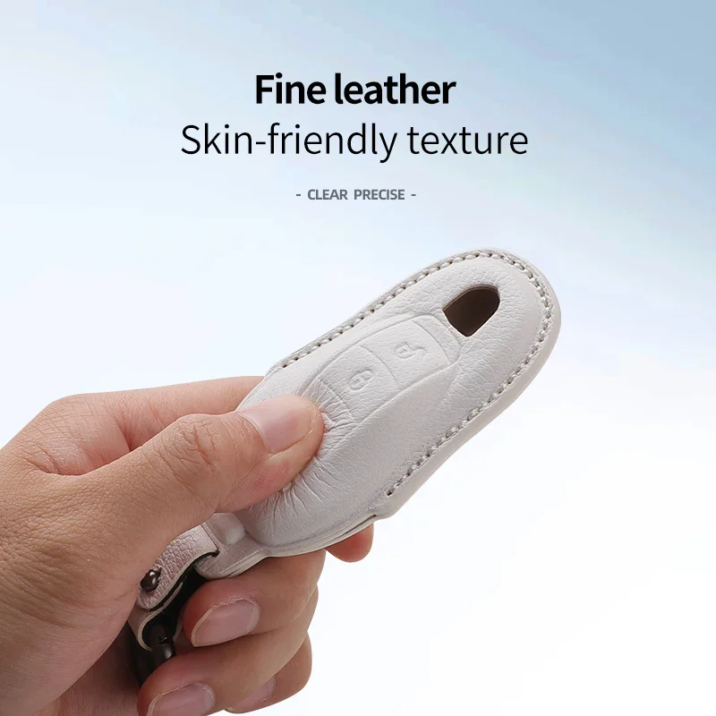 Alcantara Applicable pour Porsche chèvre porte-clé Panamera Cayenne Macan Taycan 911 718 voiture télécommande clé sac