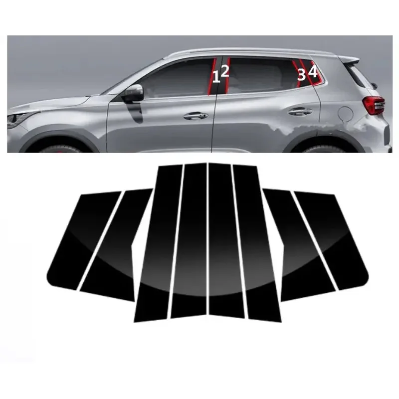 

Gloss Black Pillar Posts For Chery Tiggo 4/5x 2017 2018 2019 2020 Car Accessories Window Trims Decoration Strip 8PCS