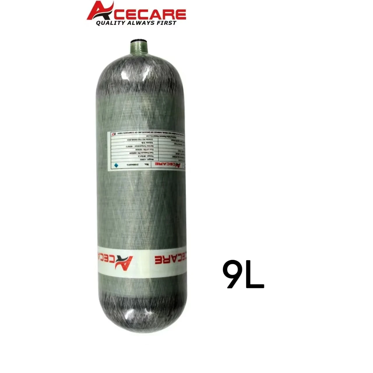 Acecare 9L 4500PSI 300Bar 30MPA Carbon Fiber Diving Cylinder  HPA Tank Scuba Tank HPA for SCBA Diving Fire Safety M18*1.5