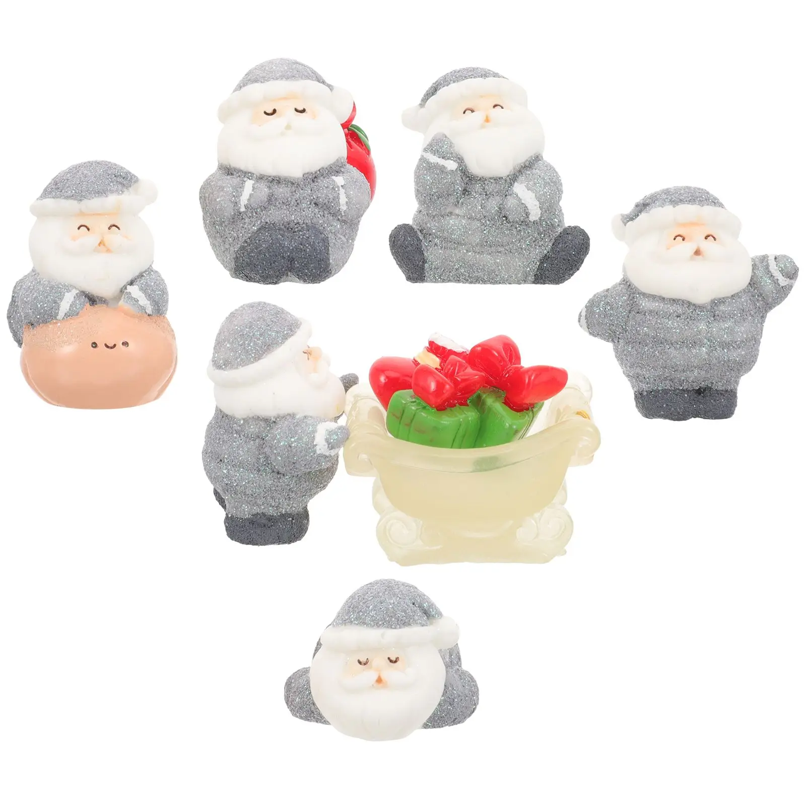 

8 Pcs Santa Christmas Decor Resin naments Gifts Durable Colorful Miniature Santa Deocr Design For Home Garden Party