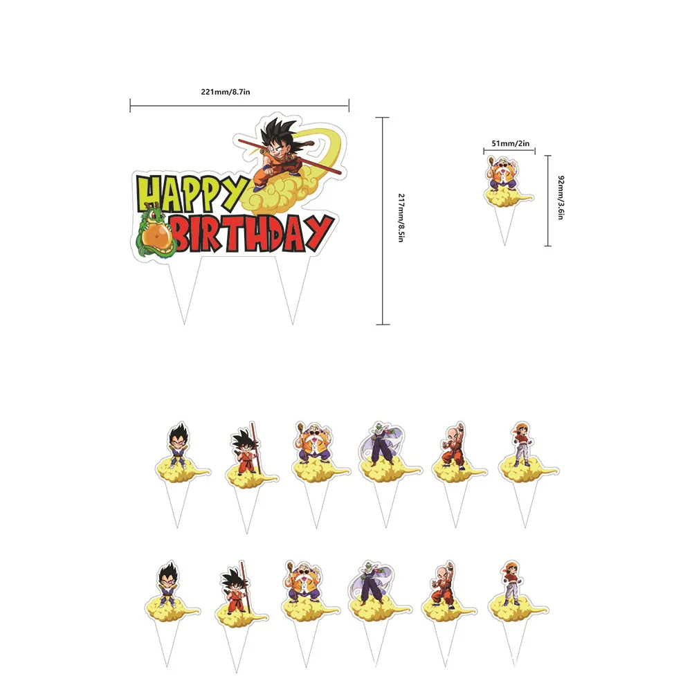 Birthday Party Supplies Dragon Ball Son Goku Globo Balloon Banner Cake Topper Tableware set Children Boy Baby Shower Party Decor