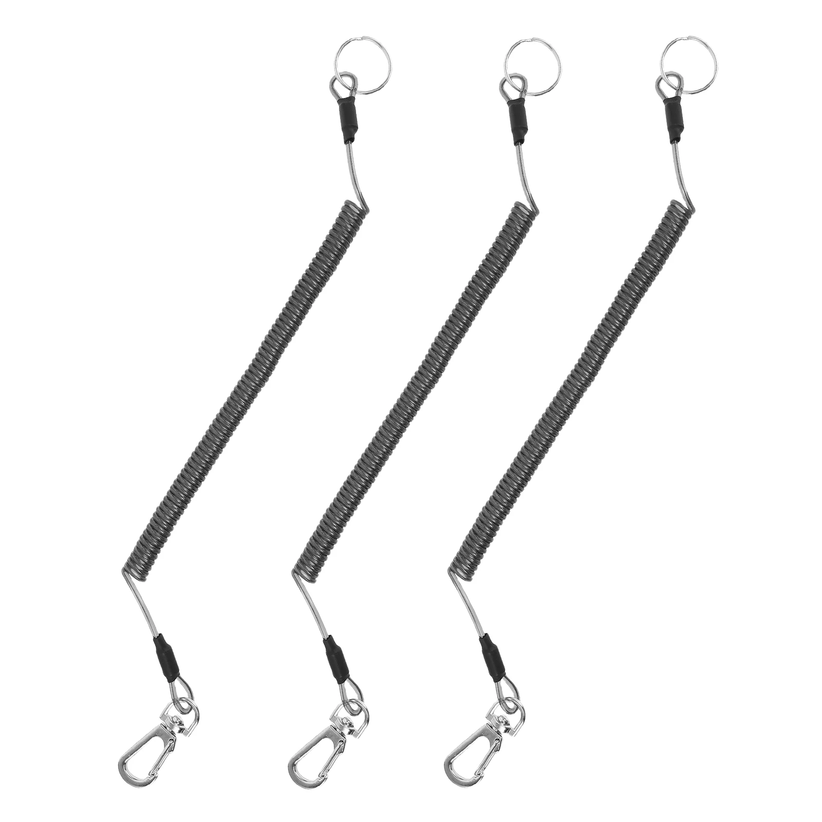 

3pcs Elastic Retractable Spring Kayak Retractable Tool Coil Durable Keychain Lanyard for Fishing Climbing Outdoor
