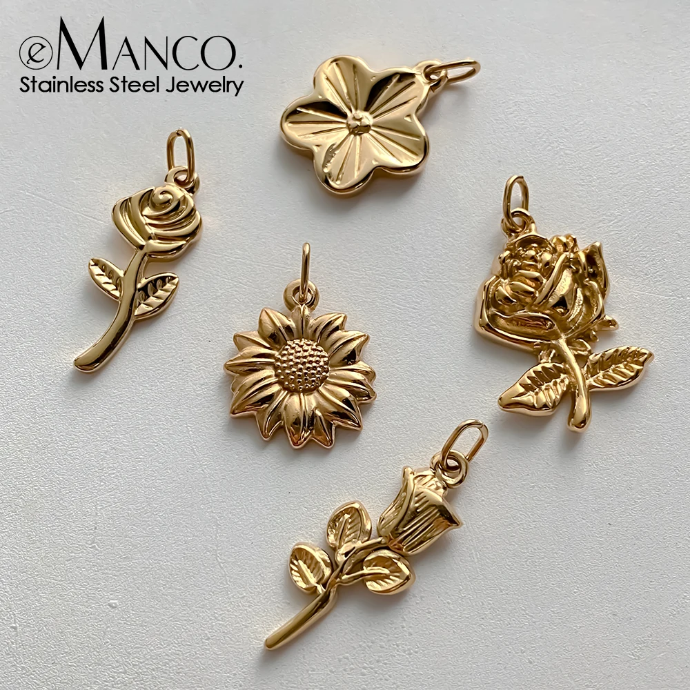 Image of EMANCO Edelstahl-Schmuck für Frauen DIY Blumen-Charm-Anhänger zur Herstellung von Halsketten, Ohrringen, Armbändern, Party-Schmuckgeschenk